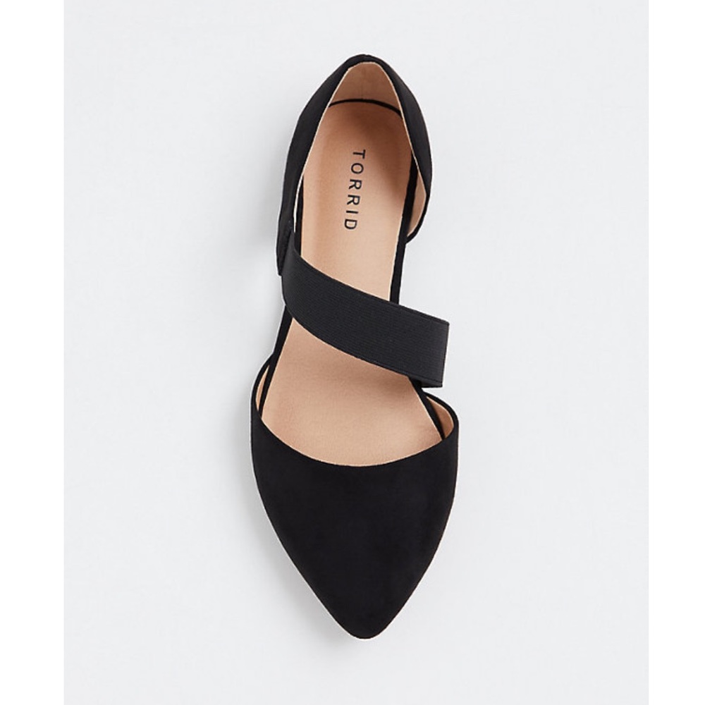Torrid BLK FAUX SUEDE ANKLE STRAP FLAT WIDE WIDTH